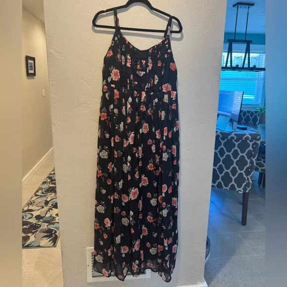 Torrid Black Dress with Red and White Floral Design - Picture 1 of 5